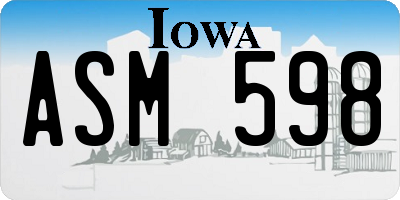 IA license plate ASM598