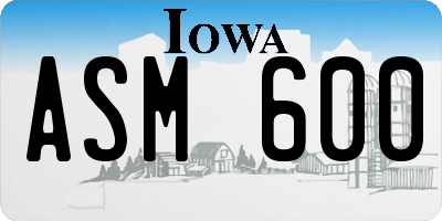 IA license plate ASM600
