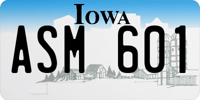 IA license plate ASM601