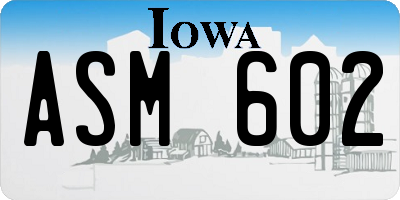 IA license plate ASM602