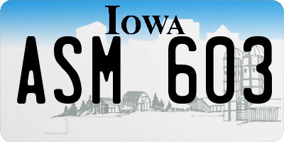 IA license plate ASM603