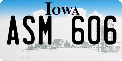 IA license plate ASM606