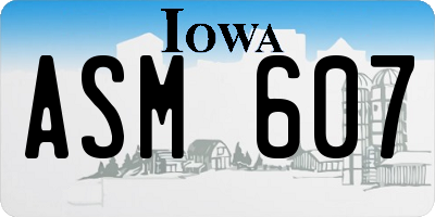 IA license plate ASM607