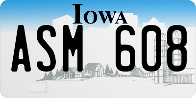 IA license plate ASM608