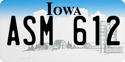IA license plate ASM612