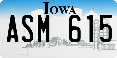 IA license plate ASM615