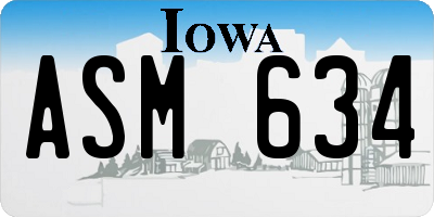 IA license plate ASM634