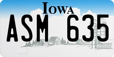IA license plate ASM635
