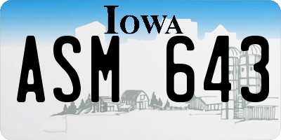 IA license plate ASM643