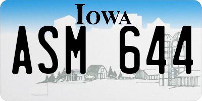IA license plate ASM644