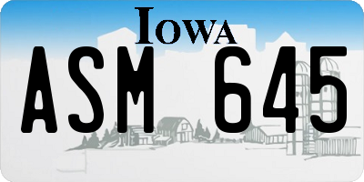 IA license plate ASM645