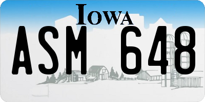 IA license plate ASM648