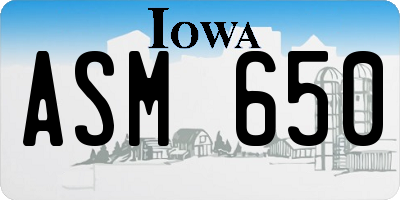 IA license plate ASM650