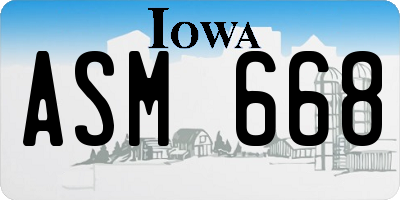 IA license plate ASM668