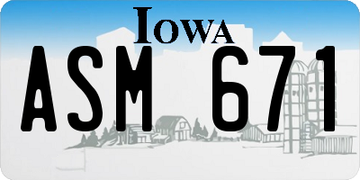 IA license plate ASM671