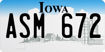 IA license plate ASM672