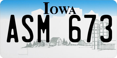 IA license plate ASM673