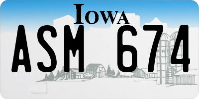 IA license plate ASM674