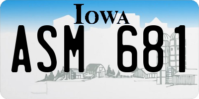 IA license plate ASM681
