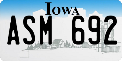 IA license plate ASM692
