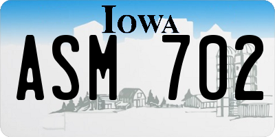 IA license plate ASM702