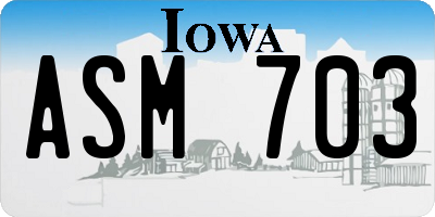 IA license plate ASM703