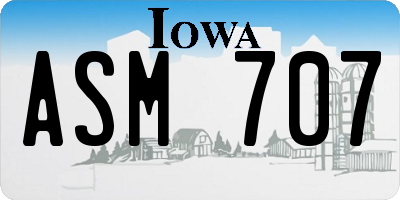 IA license plate ASM707
