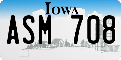 IA license plate ASM708