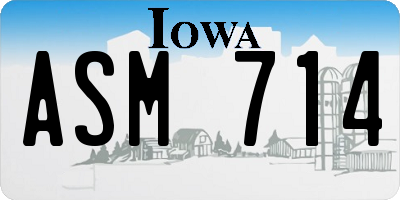 IA license plate ASM714
