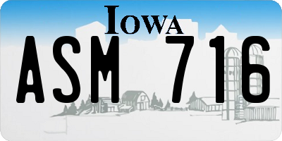 IA license plate ASM716