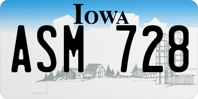 IA license plate ASM728