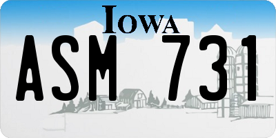 IA license plate ASM731