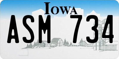 IA license plate ASM734