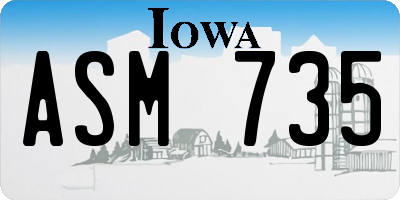 IA license plate ASM735