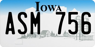 IA license plate ASM756