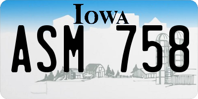 IA license plate ASM758