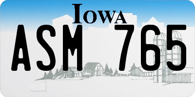 IA license plate ASM765