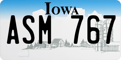 IA license plate ASM767