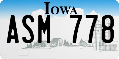 IA license plate ASM778