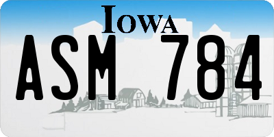 IA license plate ASM784