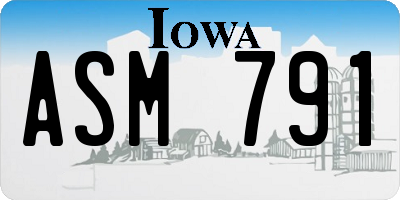IA license plate ASM791