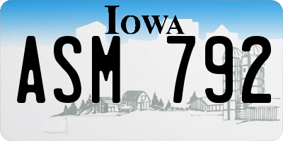 IA license plate ASM792