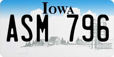 IA license plate ASM796