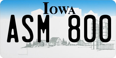 IA license plate ASM800