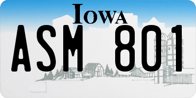 IA license plate ASM801