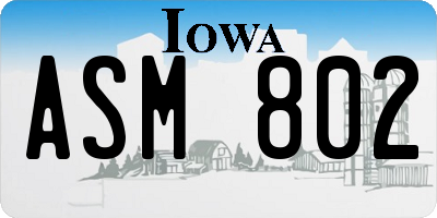 IA license plate ASM802