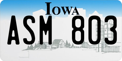 IA license plate ASM803