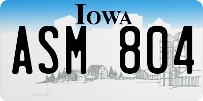 IA license plate ASM804