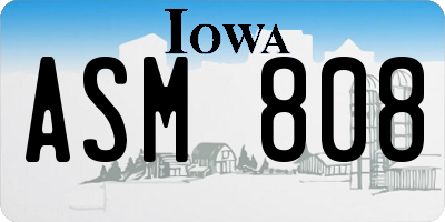 IA license plate ASM808