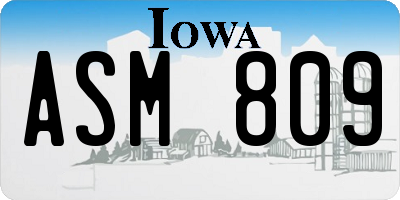 IA license plate ASM809